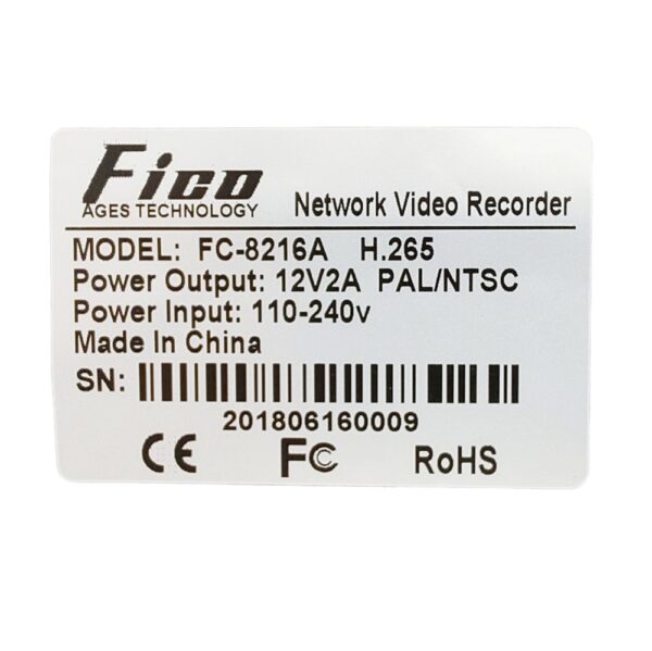 GRABADORA DE VÍDEO FICO NVR 16CH-NET H.265 MODELO 8216A