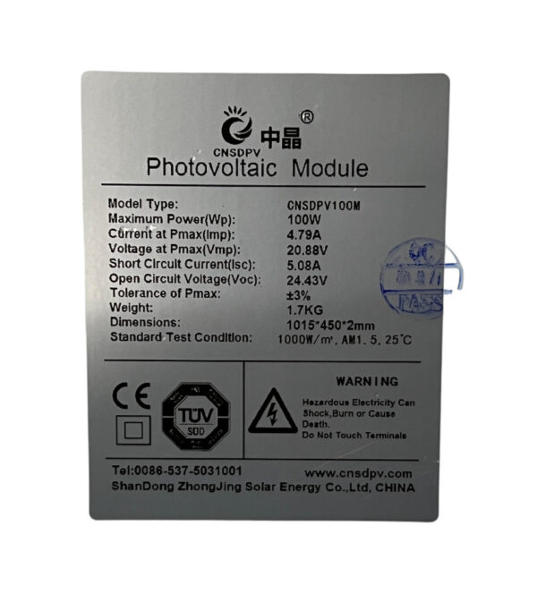 PANEL SOLAR MONOCRISTALINO FLEXIBLE DE 100W