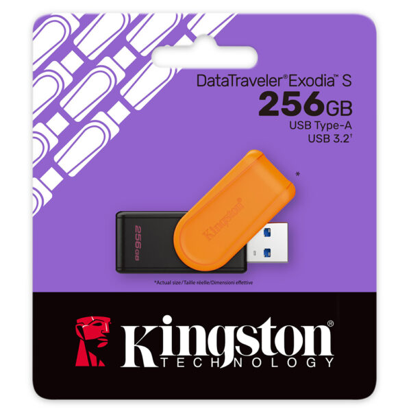 708957 PENDRIVE 256GB KINGSTON EXODIA S USB 3.2 PRETO/LARANJA DTXS/256GB (E)