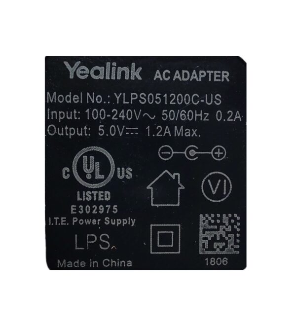 FUENTE DE ALIMENTACIÓN YEALINK PS5V1200US (PARA TELÉFONOS YEALINK) 5V 1.2A