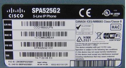 f40a5-20078a CISCO SPA525-G2 05 LÍNEAS WIFI WIFI TELÉFONO IP